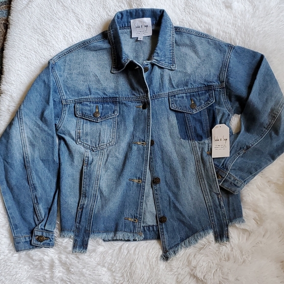 Sadie and sage denim peace sign trucker jacket - Picture 8 of 14